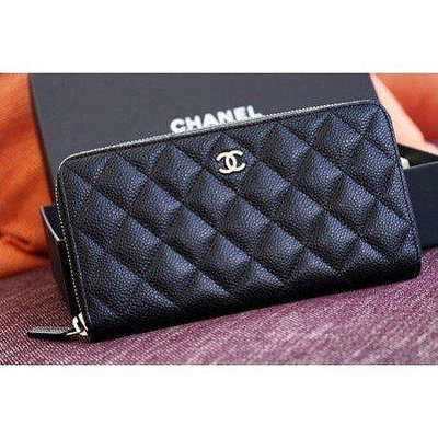 Chanel CC A82370 Zip Wallet 牛皮荔枝紋金扣 拉鍊長夾 錢包 手拿包