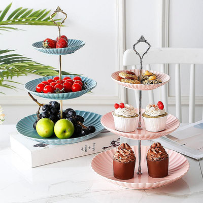 北歐陶瓷水果盤三層點心盤蛋糕盤多層糕點盤客廳創意糖果托盤架子