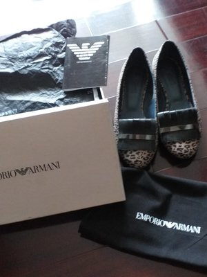 EMPORIO ARMANI 葡萄亞製 豹紋平底鞋 SZ35 版小