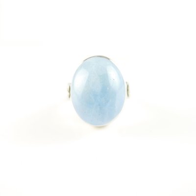 天然海水藍寶蛋面銀飾戒指