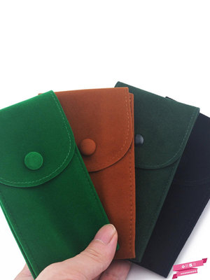 新材質舒適平絨布手表袋絨按扣機械表保護套便捷式腕表收納袋翠綠.