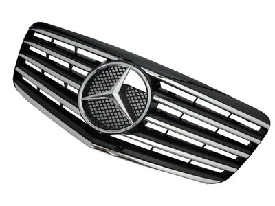 卡嗶車燈 Benz 賓士 E-CLASS W211/S211 07-09 5線款 水箱罩/水箱護罩 電鍍黑