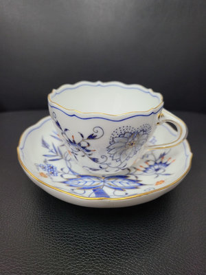 【二手】梅森Meissen 金洋蔥 咖啡杯碟 回流 收藏 中古瓷器 【天地通】-874