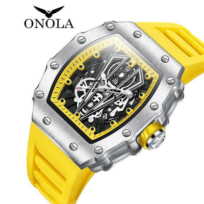 【】ONOLA3826高檔跨境暢銷時尚日常生活外出活動休閒防水性能進口石英材質設計男士手錶 矽膠材質手錶帶戶外運動男