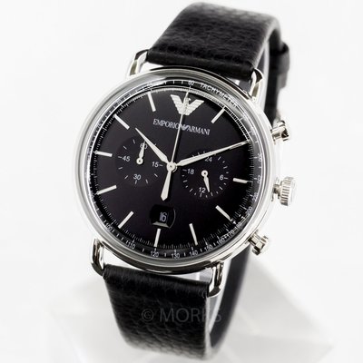 現貨 可自取 EMPORIO ARMANI AR11143 亞曼尼 手錶 43mm 黑面盤 黑色皮錶帶 男錶女錶