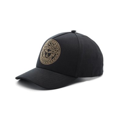 [全新真品代購-S/S22 新品!] VERSACE 鉚釘 梅杜莎 黑色 帽子 / 棒球帽 (MEDUSA)