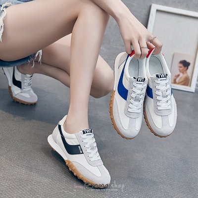 現貨EmmaShop艾購物-韓國同步上新-夏天必備真皮復古百搭阿甘鞋/小白鞋