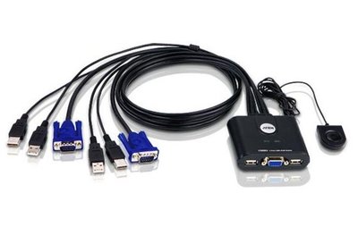 ATEN CS22U 2埠USB VGA帶線式KVM多電腦切換器(外接式切換按鍵)