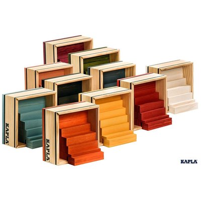 【精靈積木KAPLA】歐洲進口Kapla天然原木積木40片彩色 (黑白)方形積木盒
