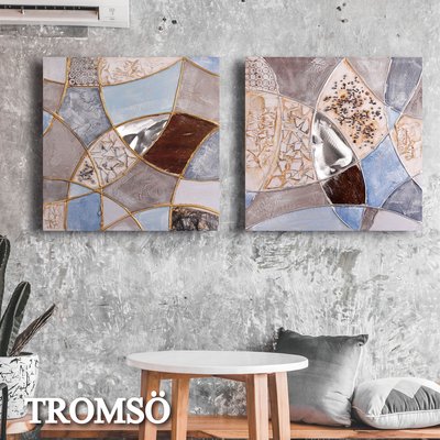 TROMSO時尚無框畫抽象藝術-悠藍百合W422,悠藍百景W423