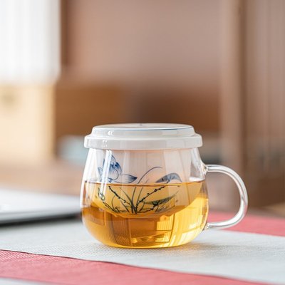 特賣-創意耐熱玻璃茶杯茶水分離杯子功夫茶具辦公室水杯帶蓋
