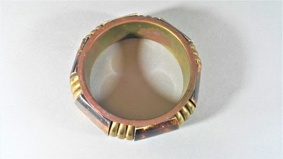 [銀九藝] 早期西藏 髦牛骨銅製手鐲 手環