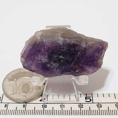 紫水晶塊 24.5g +壓克力架 原礦 礦石 原石 教學 標本 收藏 小礦標 礦物標本10