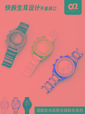 替換錶帶 適配OMEGA SWATCH歐米茄斯沃琪聯名行星系列陶瓷手錶帶男女情侶款