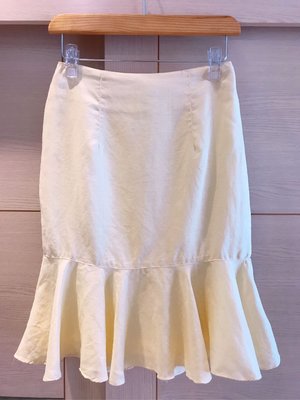 專櫃品牌 Tokai 淺黃棉麻紗魚尾短裙