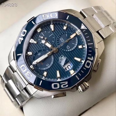 TAG HEUER Aquaracer Calibre16 藍色面錶盤 陶瓷圈 銀色不鏽鋼錶帶 男士自動機械錶 CAY211B.BA0927豪雅300M潛水錶