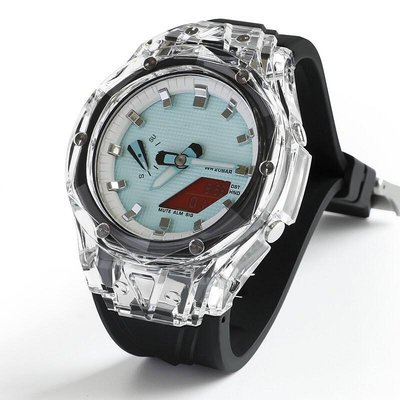 天極TJ百貨透明改裝套件 適用於卡西歐 casioGA2100/2110 適用於GA2100 GA-B2100替換擋板橡膠錶帶