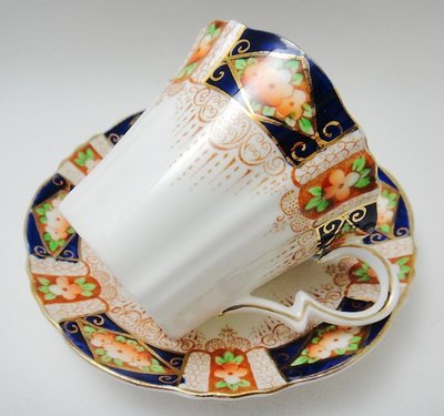 【timekeeper】  百年歲月英國製Royal Albert伊萬里風格手繪鈷藍描金咖啡杯+盤(免運)
