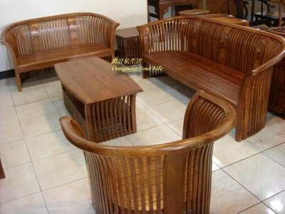 【設計私生活】柚木全實木1+2+3木製板椅組、木板組椅、木製沙發(免運費)126