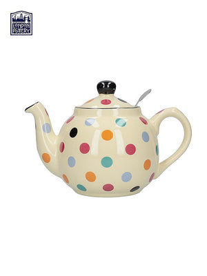 廠家出貨London Pottery米色波點田園英式陶瓷花茶壺咖啡壺帶茶漏下午茶