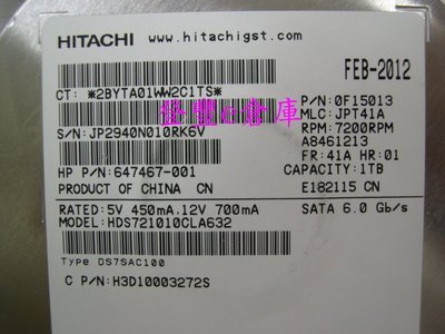 【登豐e倉庫】 TF273 Hitachi HDS721010CLA632 1TB SATA3 硬碟 價不同