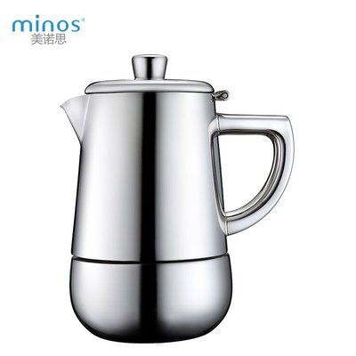 【熱賣精選】美諾思minos 摩卡壺不銹鋼咖啡壺家用煮咖啡意式濃縮戶外煮咖啡