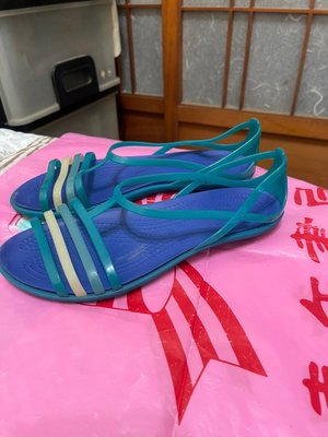 「 二手鞋 」 CROCS 女版涼鞋 W8（藍綠）97