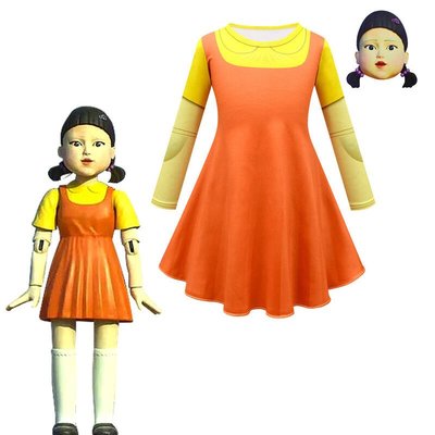 【品質第一 可開統編】萬聖節服裝 魷魚遊戲Squid Game123木頭人衣服面具童連衣裙