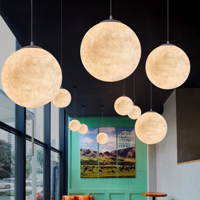 廠家現貨直發月球燈北歐創意個性圓球餐廳星球燈網紅服裝店球型櫥窗月亮吊燈