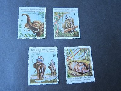 【雲品6】寮國Laos 1982 Sc 355-358 Elephant FU 庫號#B002 47614