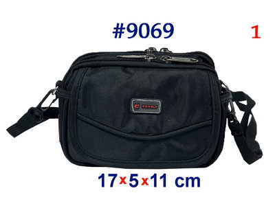 【菲歐娜】7978-1-(特價拍品)COMELY橫式斜背小包/腰包附長帶(黑)6吋 #9069