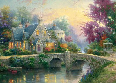 缺 57463 3000片歐洲進口拼圖 SCH 繪畫風景 夢幻鄉村莊園 Thomas Kinkade