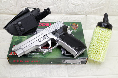 台南 武星級 KWC P226 手槍 空氣槍 銀 + 奶瓶 + 槍套 ( KA15C SIG SAUGER MK25