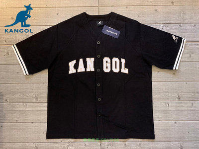 塞爾提克~KANGOL 英國袋鼠 男生 女生 棒球衣 重磅棉質 短袖 排扣T恤 衣服 黑色
