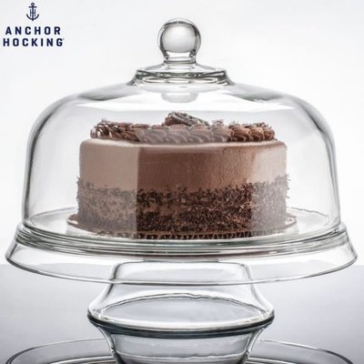【anchor】美國安佳 三合一多功能蛋糕盤 玻璃蛋糕盤 雞尾酒皿 點心盤 多用途蛋糕盤