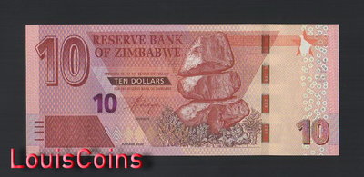 【Louis Coins】B1679-ZIMBABWE-2020辛巴威紙幣,10 Dollars