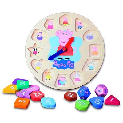 【Peppa Pig】粉紅豬小妹木頭時鐘遊戲組