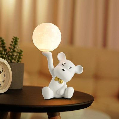 台燈全光譜護眼創意卡通月球小貓燈溫馨氛圍感網紅書桌床頭裝飾燈~麗芙小屋