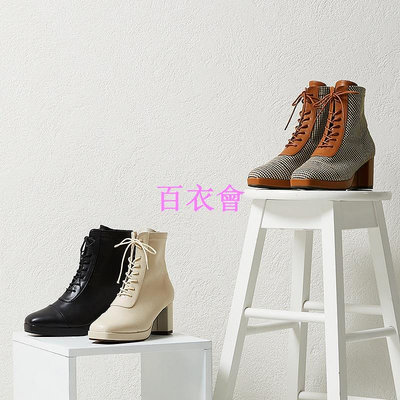 【百衣會】ORiental TRaffic 率性繫帶方頭高跟靴 (日本OR女鞋 21424)