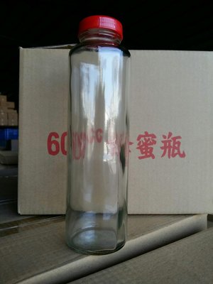 600cc 圓型 玻璃 紅蓋 蜂蜜瓶 12支