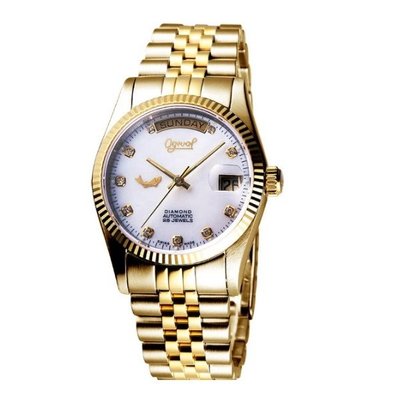 可議價 Ogival 愛其華 女 尊容金貝殼面 機械腕錶 (30328ＭK) 36mm