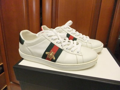 Gucci Ace 經典款 蜜蜂 刺繡 綠紅織帶 小白鞋