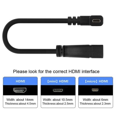 90度 左右彎 MICRO HDMI公轉HDMI母側彎短線 相機平板電~新北五金線材專賣店