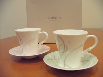 日本製 MIKIMOTO 珍珠蝴蝶結圖柄對杯組 2客/4pcs