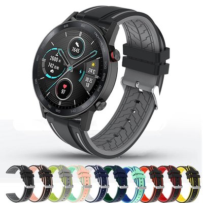 適用於 Huawei Honor Magic Watch 2 46mm Gt2 錶帶的 22 毫米錶帶兩音矽膠錶帶錶帶更