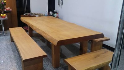 【原味手工家具】台灣檜木餐桌、長板凳椅-台南 原木 家具