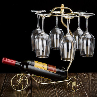 創意擺件 玻璃紅酒杯倒掛懸掛架套裝 家用 醒酒器葡萄酒 高腳杯架