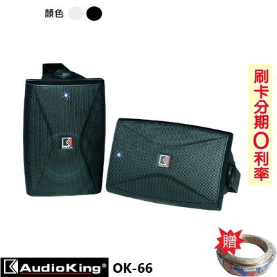 永悅音響 AudioKing OK-66 6.5吋背景用喇叭 (黑/對) 含吊架 贈SPK-200B喇叭線25M 全新品