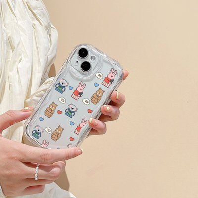 玩樂悅~可愛哭泣小熊適用于iPhone14pro手機殼蘋果12pro/13硅膠xs/xr軟殼
