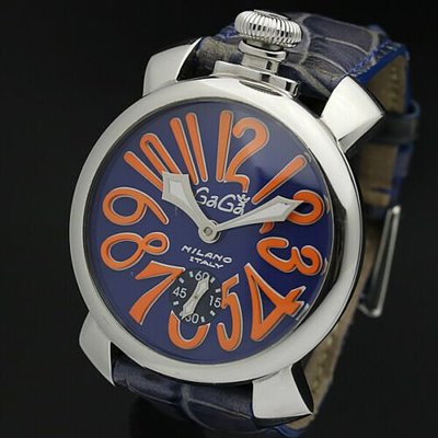 義大利 GaGa Milano 橘色大數字時標 手上鍊機械錶 保證真品